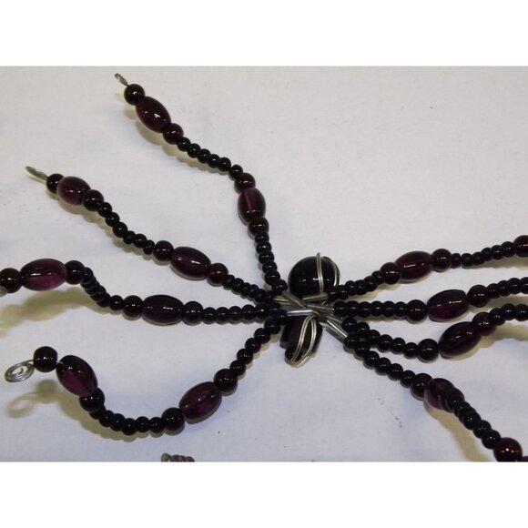 Handmade Beaded Spider Ornaments Set 7 Decor Figurines Beads Stones Ooak Bag7B - Picture 16 of 16